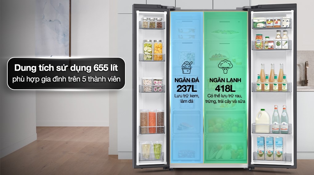 Tủ lạnh Samsung Inverter 655 lít Side By Side RS70F65Q3FSV 1